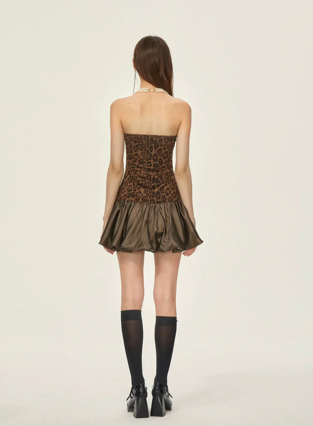 Leopard Print Strapless Mini Dress - Image 9