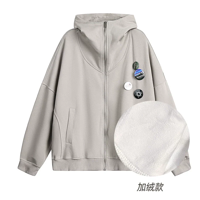 Zip Hooded Grey Coat - Image 10