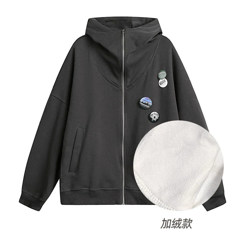 Zip Hooded Grey Coat - Image 11