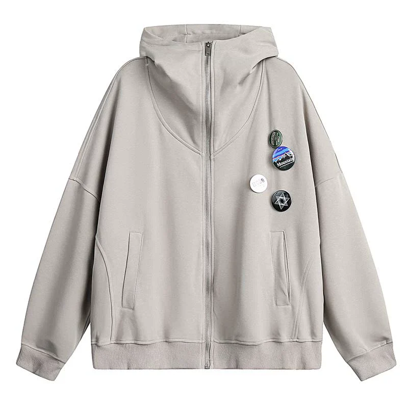 Zip Hooded Grey Coat - Image 2