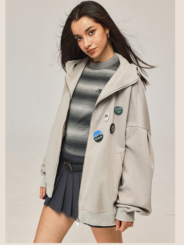Zip Hooded Grey Coat - Image 20