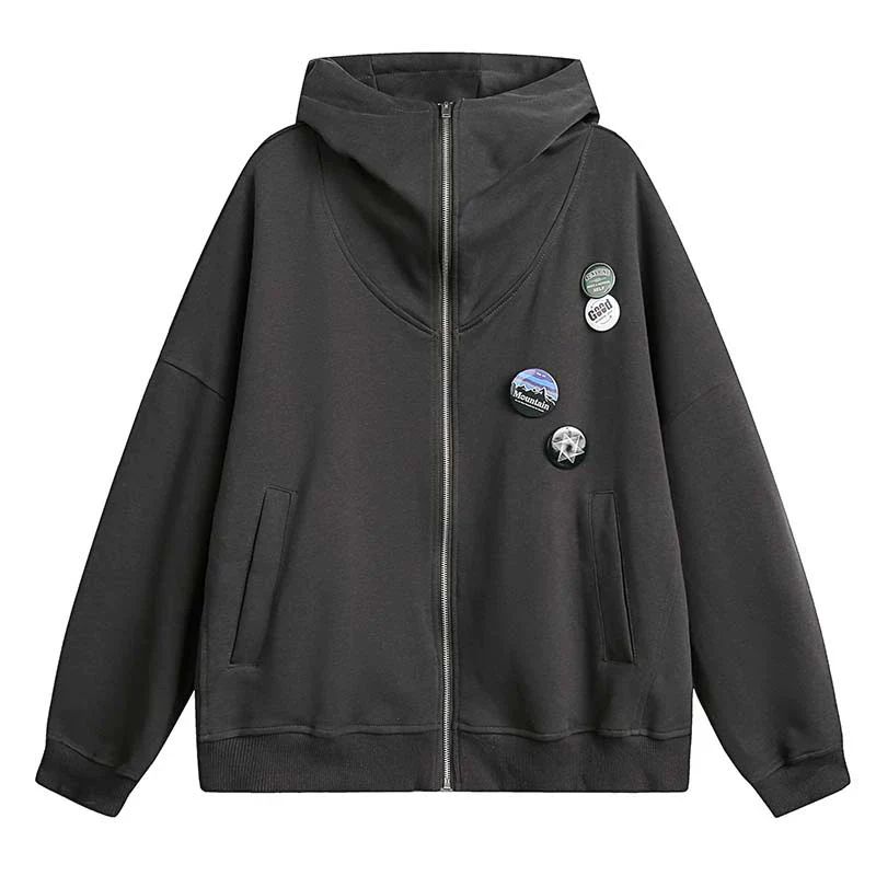 Zip Hooded Grey Coat - Image 3
