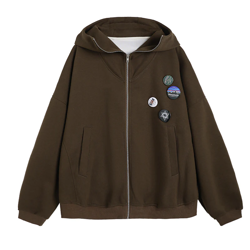 Zip Hooded Grey Coat - Image 4