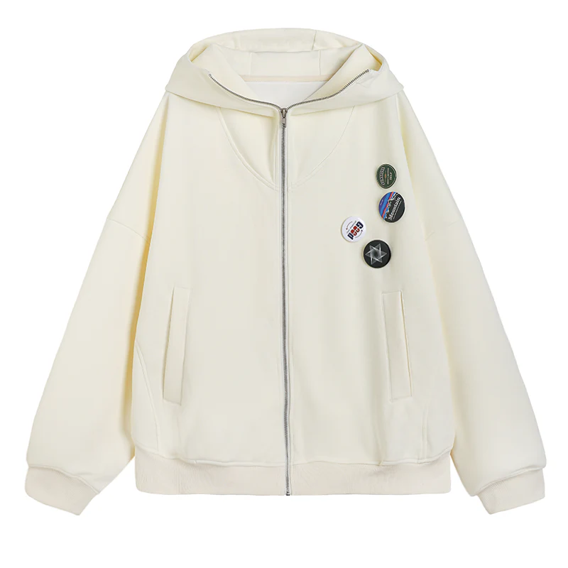 Zip Hooded Grey Coat - Image 5