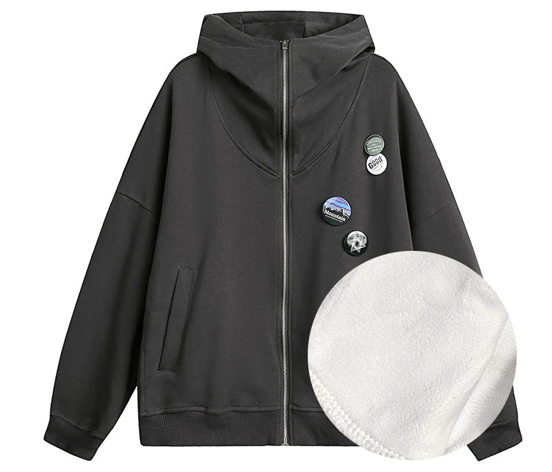 Zip Hooded Grey Coat - Image 7