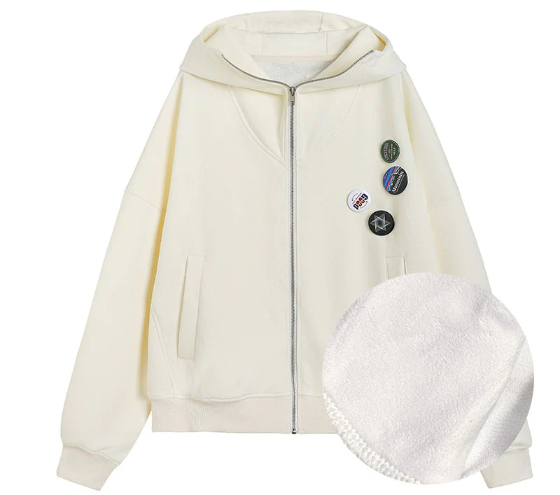Zip Hooded Grey Coat - Image 9
