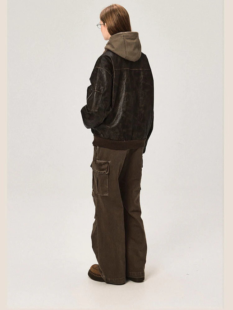 PU Leather Jacket with Lamb Wool Collar - Image 5