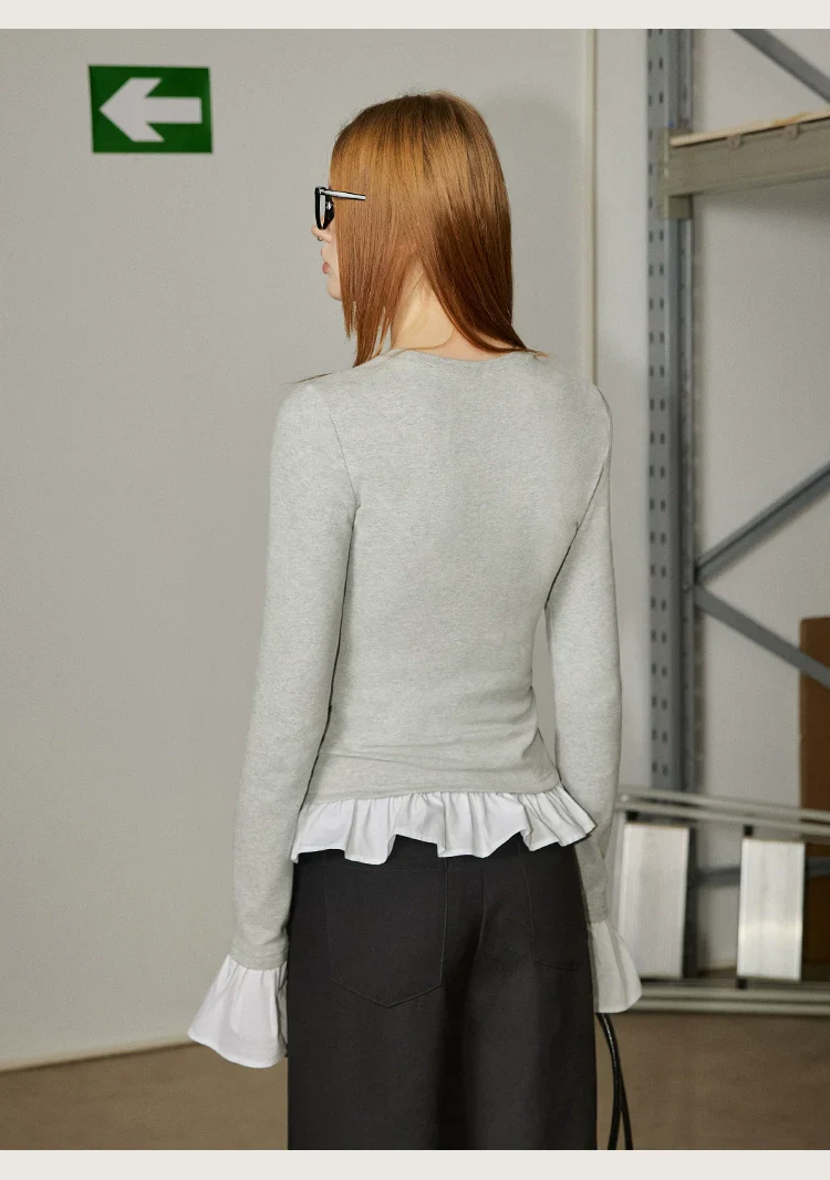 Fake Two-piece Long Sleeve T-shirt - Image 3