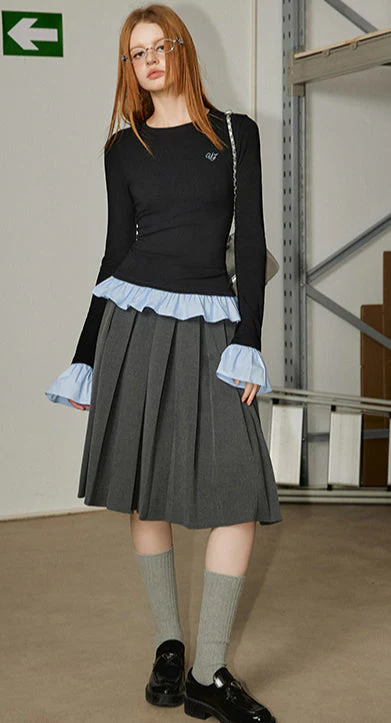 Fake Two-piece Long Sleeve T-shirt - Image 9