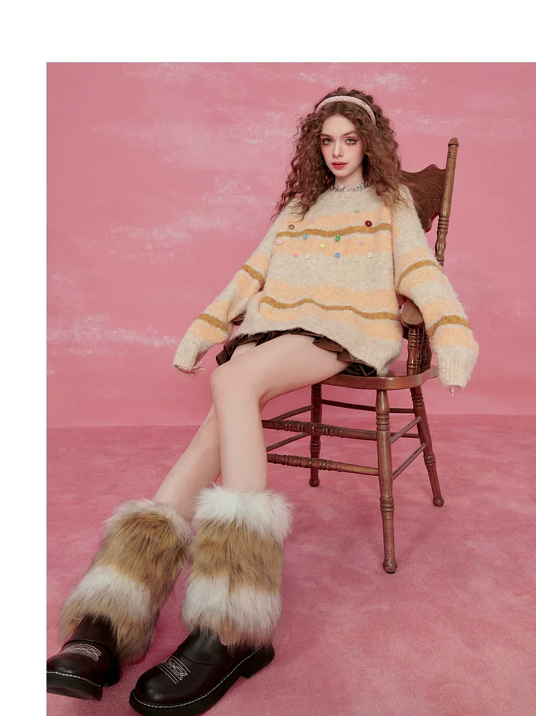 Pink Striped Mohair Sweater - Image 10