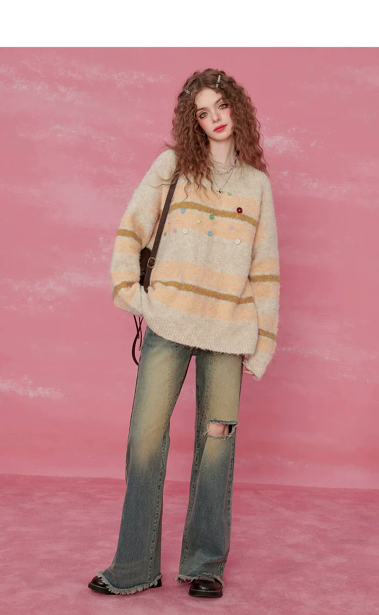 Pink Striped Mohair Sweater - Image 11