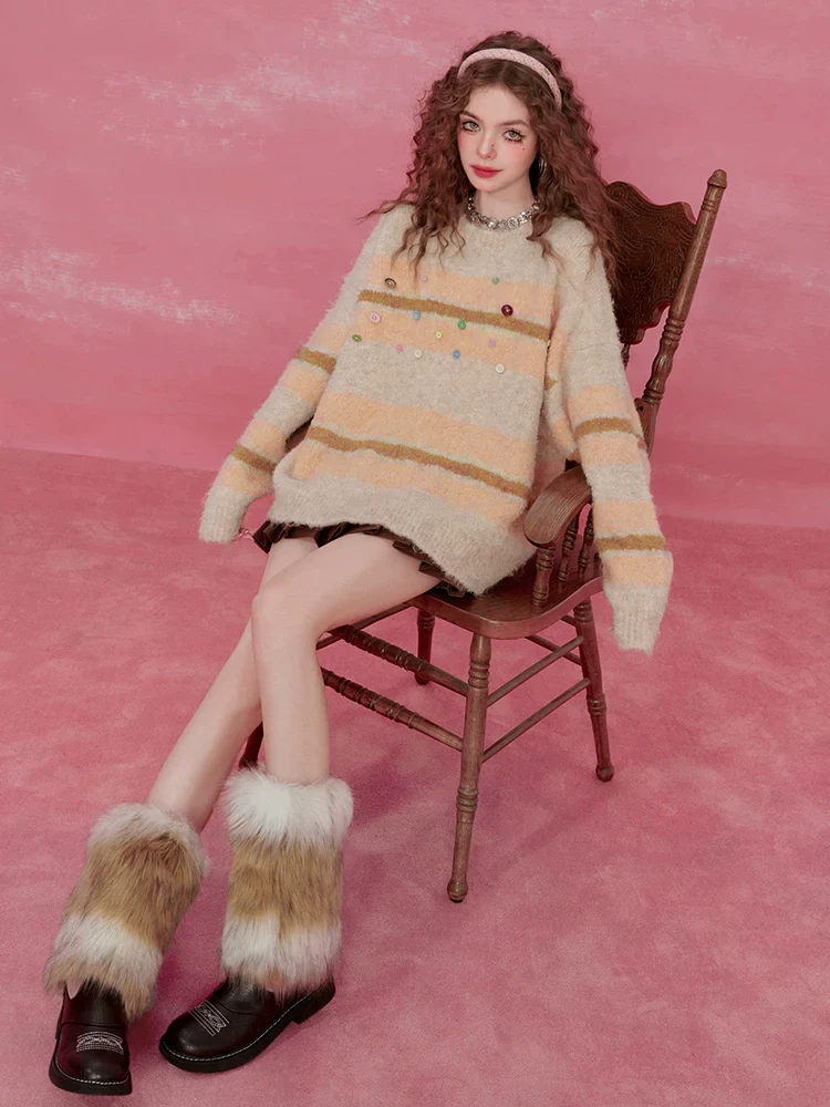 Pink Striped Mohair Sweater - Image 12