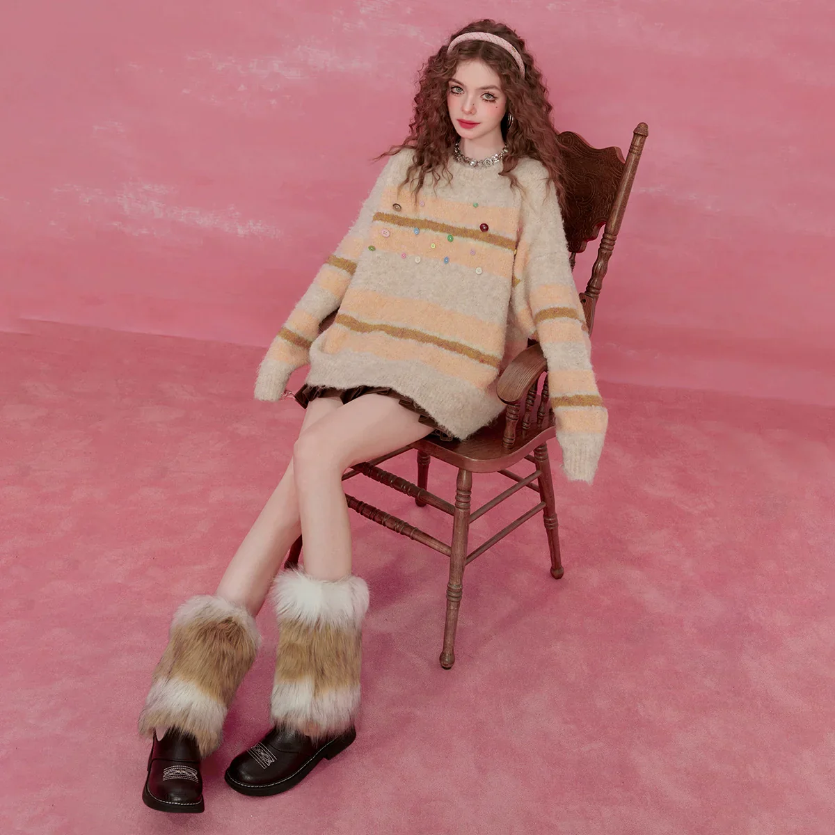 Pink Striped Mohair Sweater - Image 17