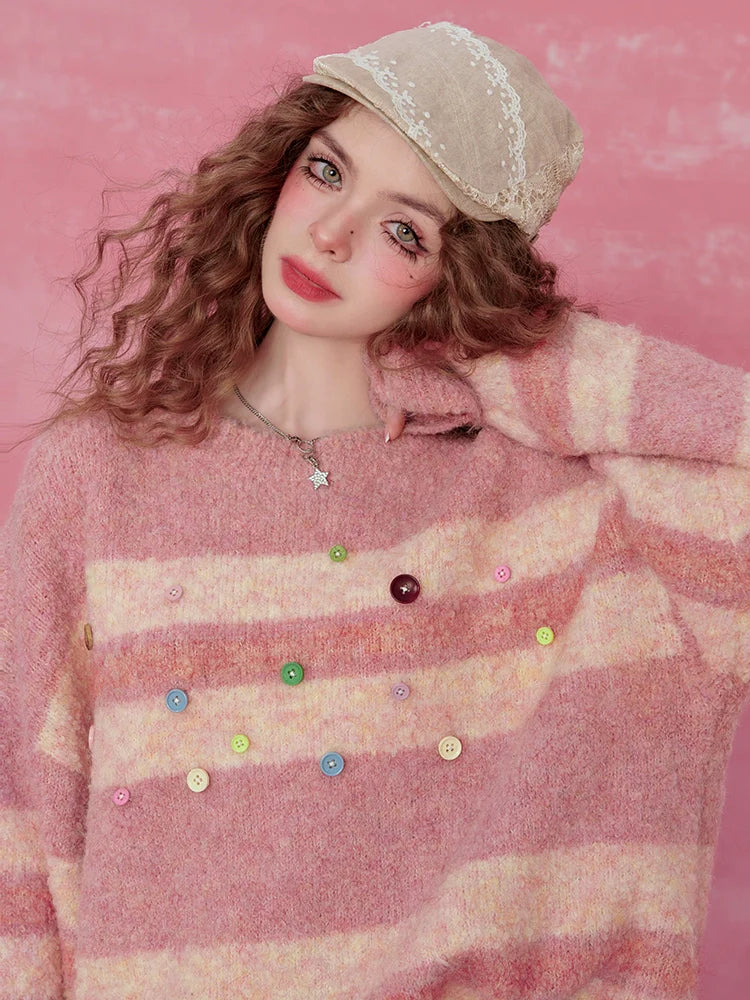 Pink Striped Mohair Sweater - Image 18