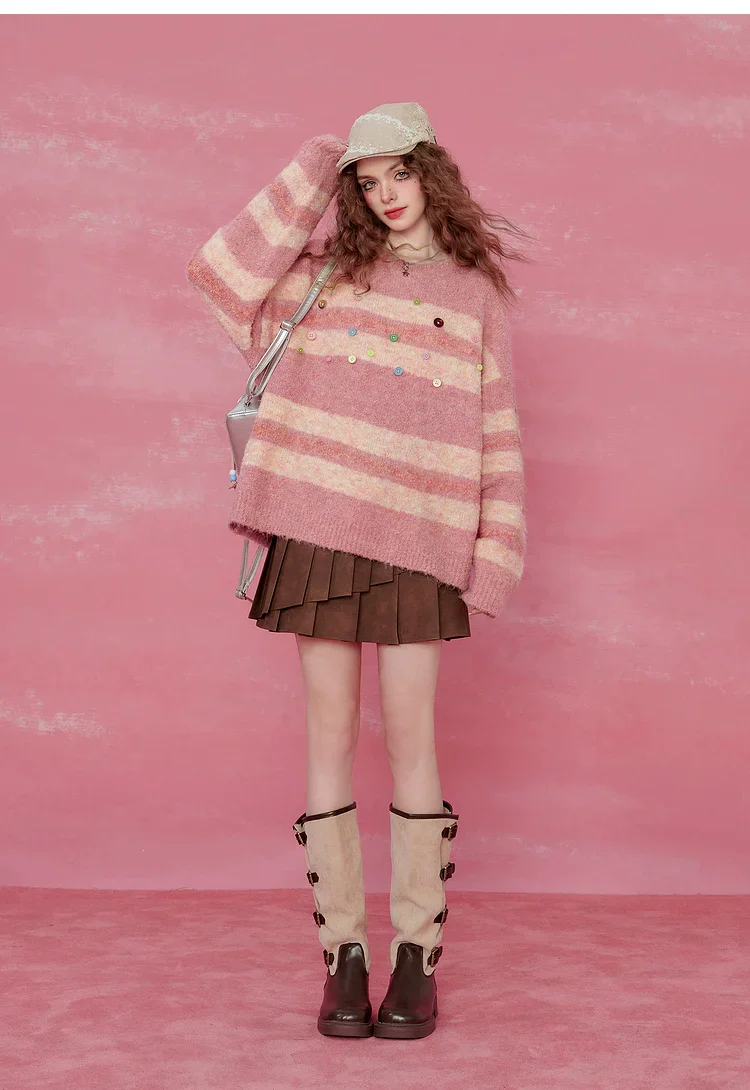 Pink Striped Mohair Sweater - Image 19