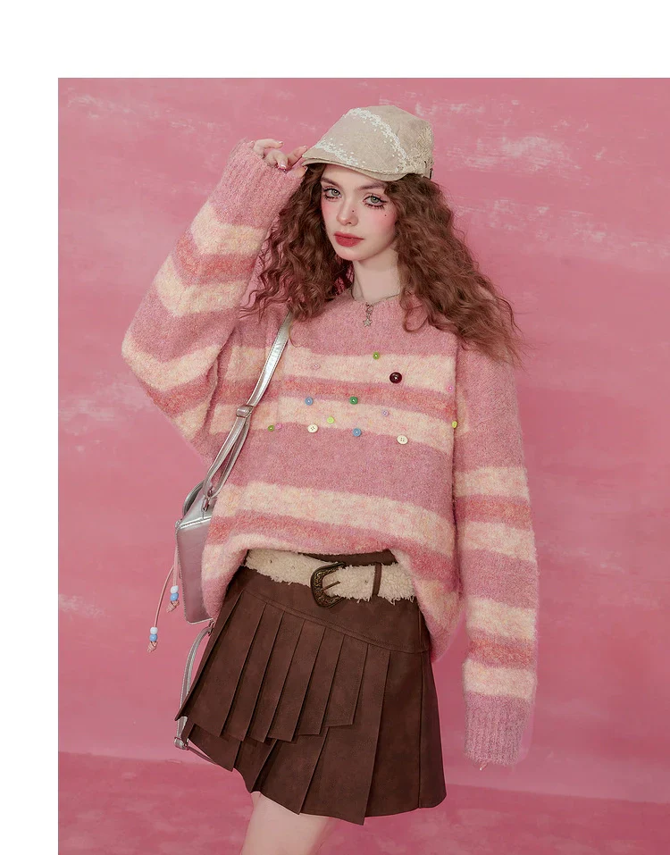 Pink Striped Mohair Sweater - Image 22