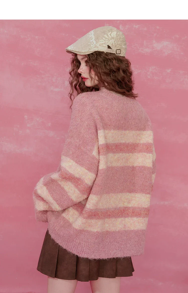Pink Striped Mohair Sweater - Image 23