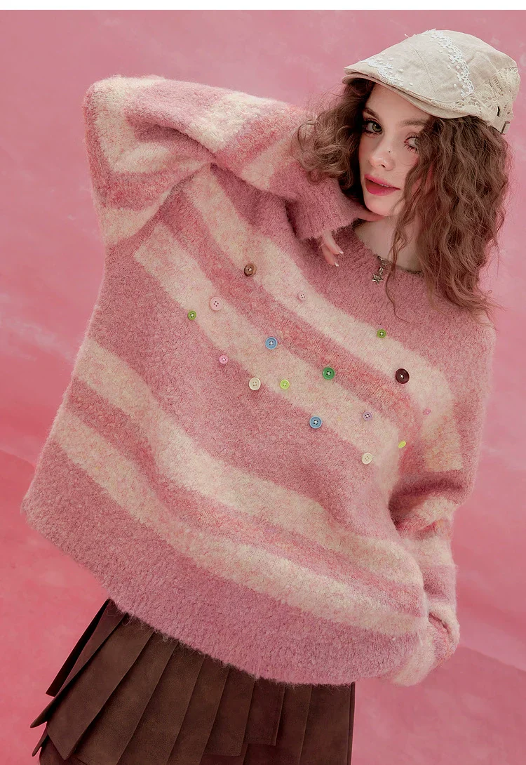 Pink Striped Mohair Sweater - Image 24