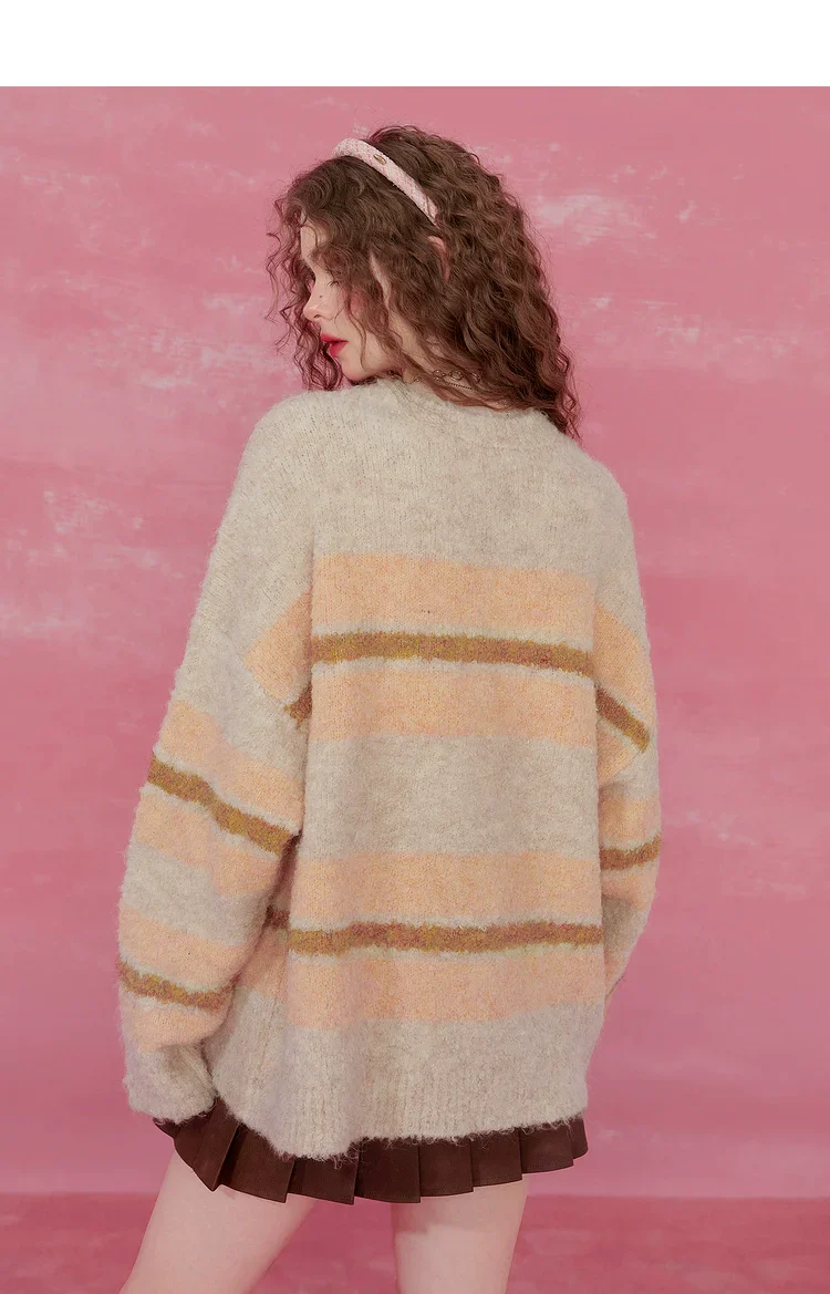Pink Striped Mohair Sweater - Image 7