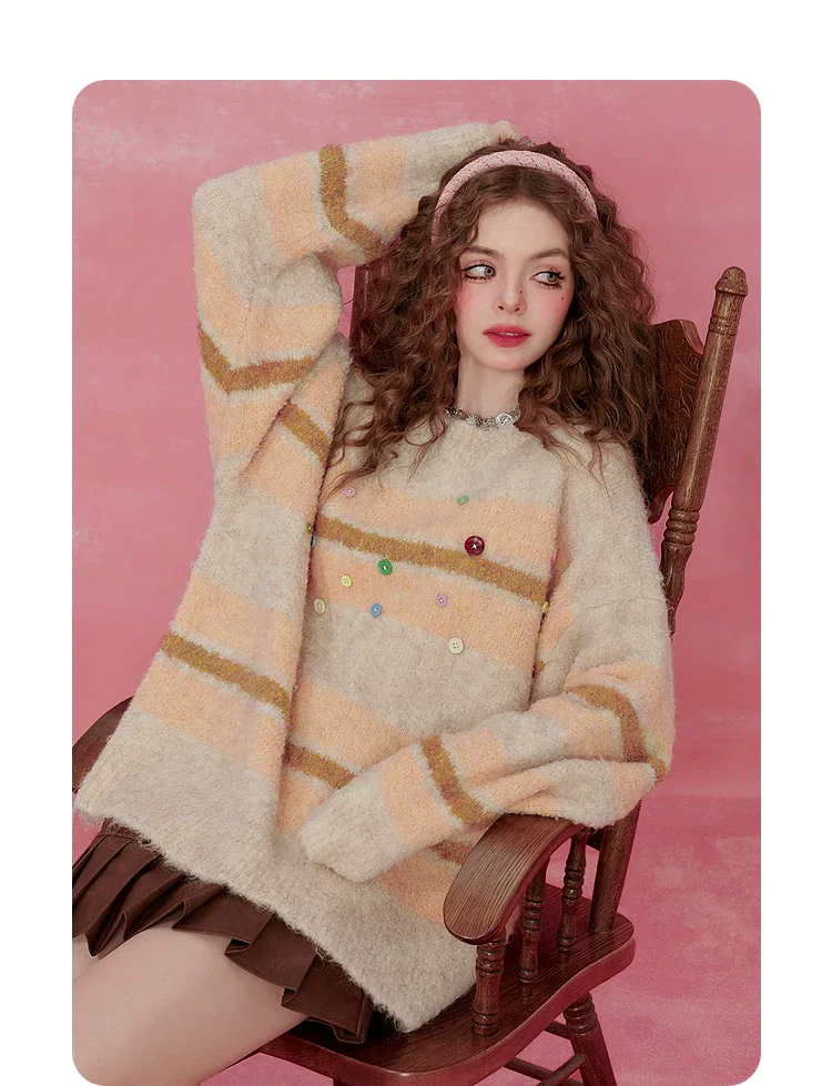Pink Striped Mohair Sweater - Image 8