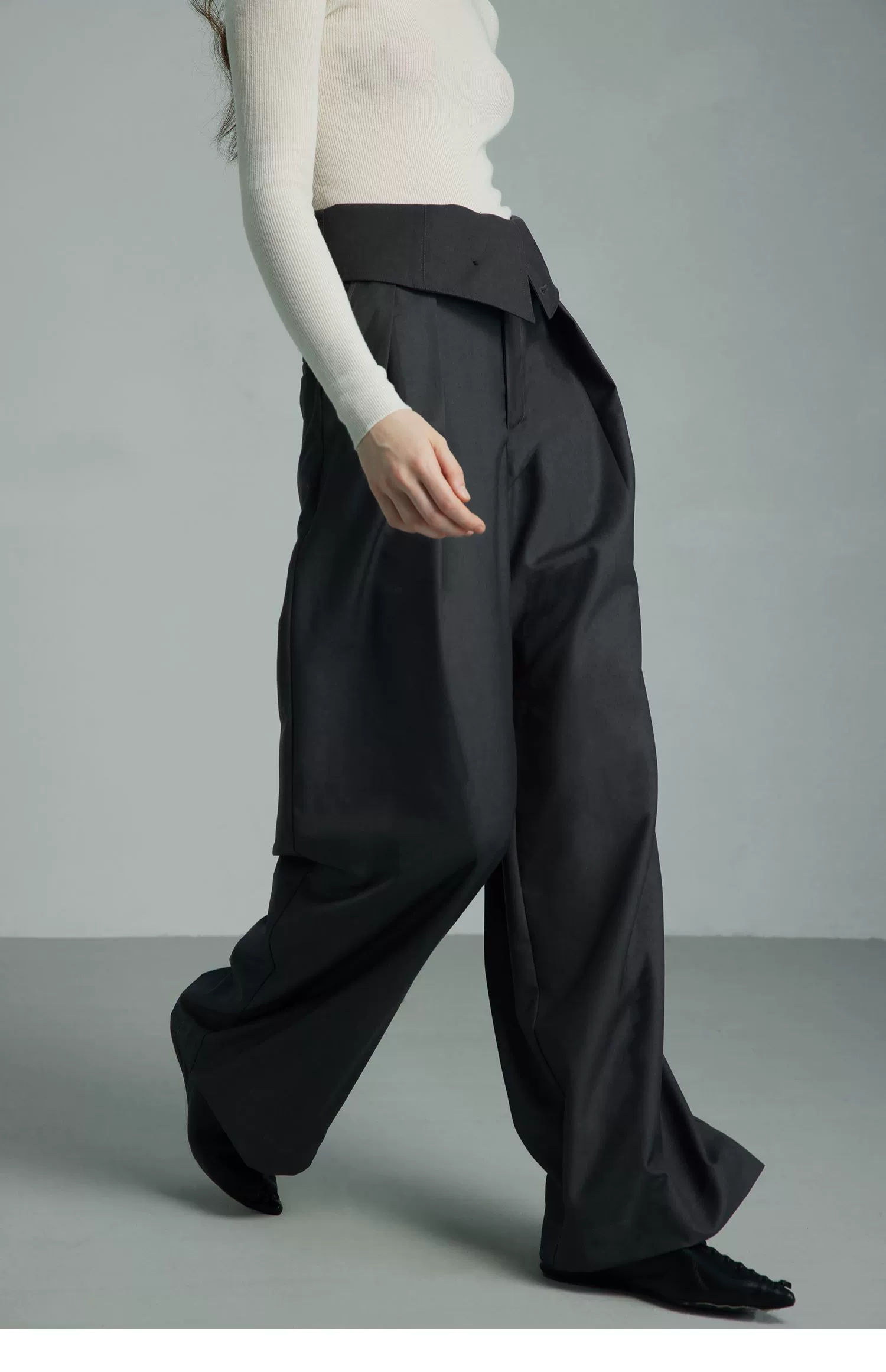 Black Wide-Leg High-Waist Trousers - Image 13