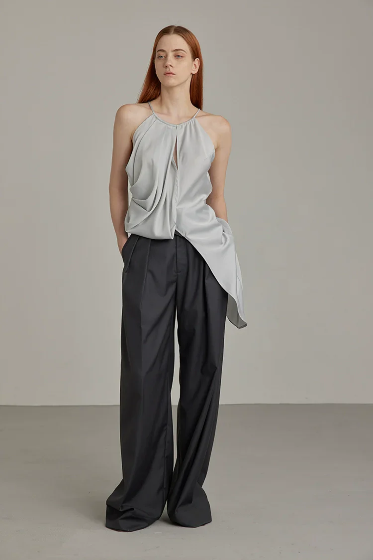Black Wide-Leg High-Waist Trousers - Image 2