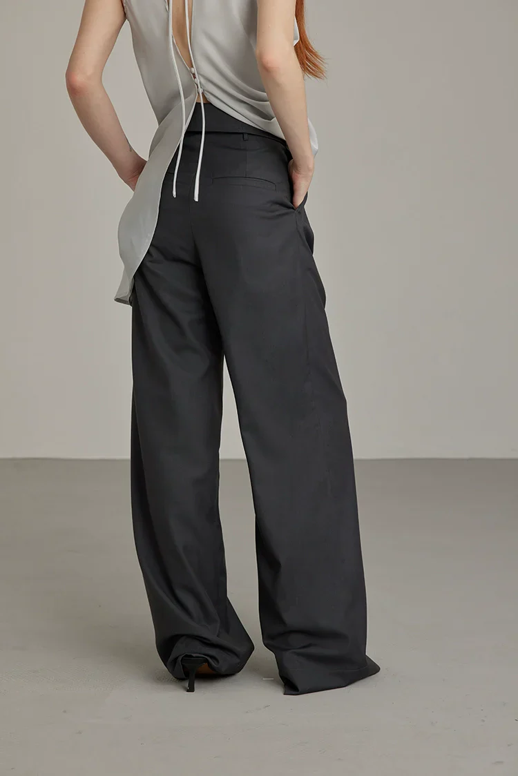 Black Wide-Leg High-Waist Trousers - Image 4
