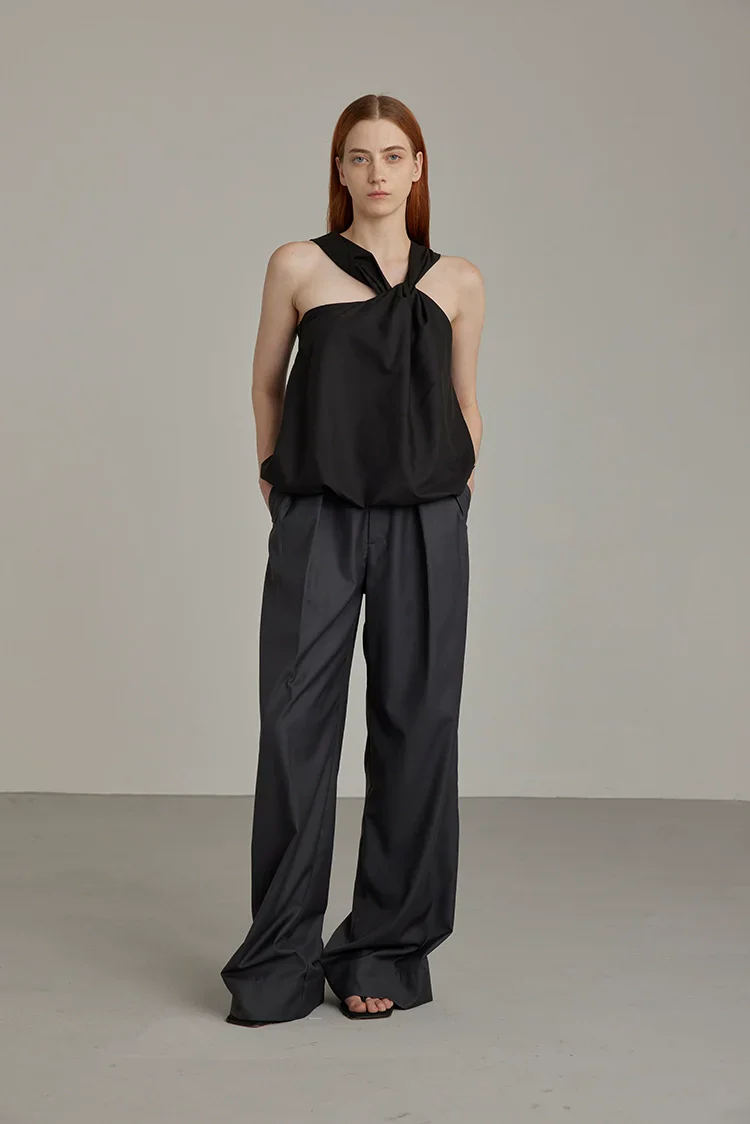 Black Wide-Leg High-Waist Trousers - Image 5