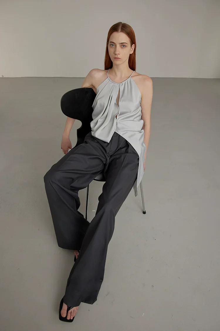 Black Wide-Leg High-Waist Trousers - Image 8