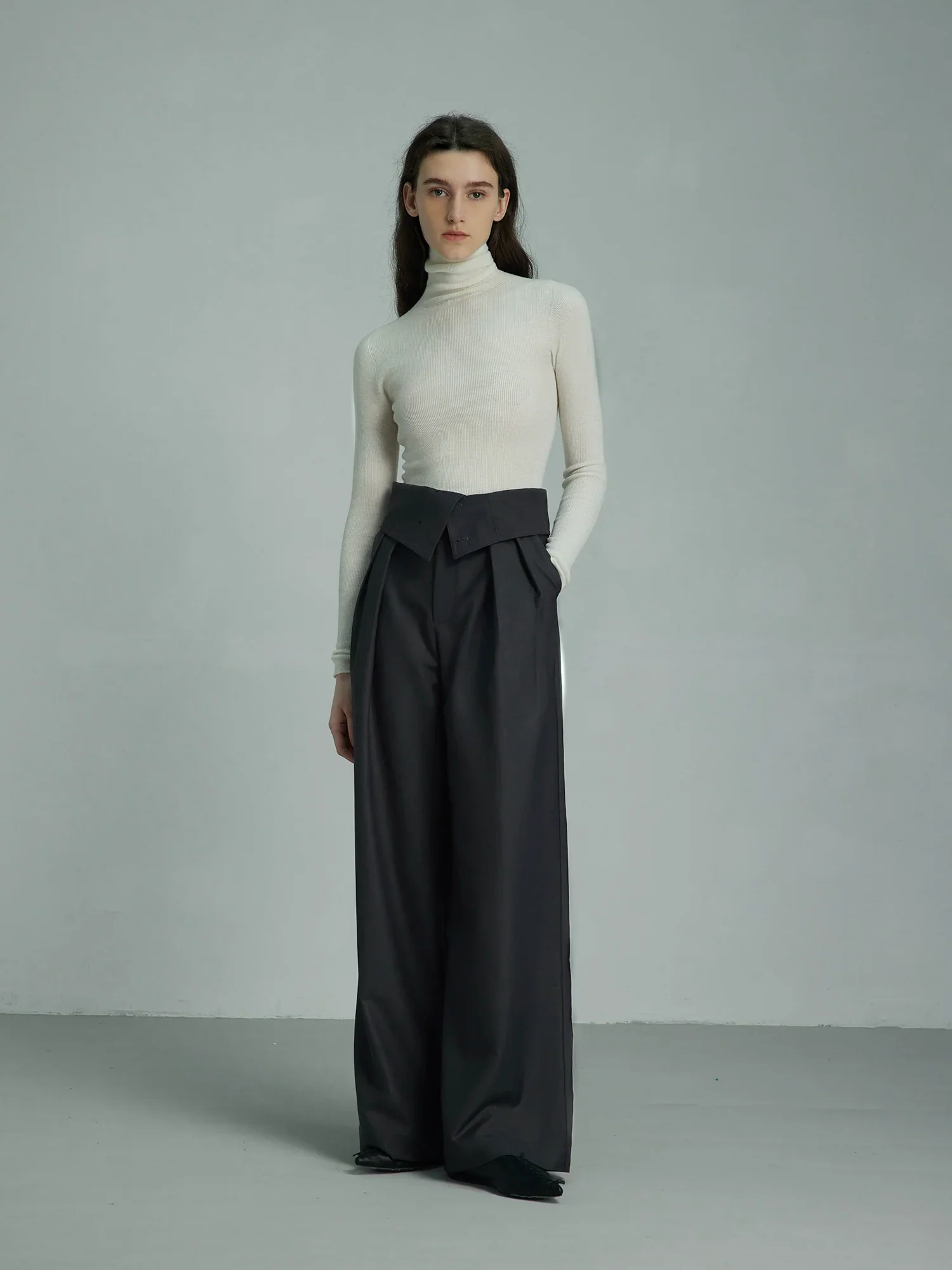 Black Wide-Leg High-Waist Trousers - Image 9