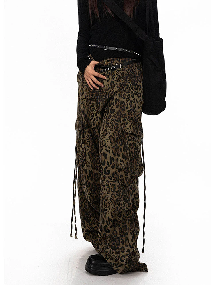 Street Leopard Print Wide Leg Cargo - Image 2