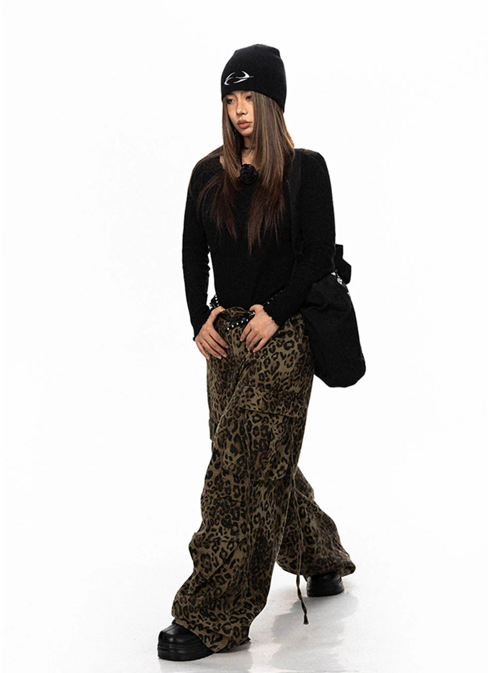 Street Leopard Print Wide Leg Cargo - Image 4