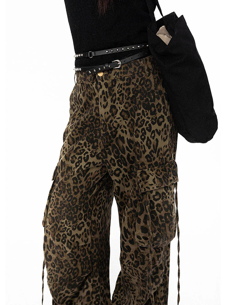 Street Leopard Print Wide Leg Cargo - Image 5