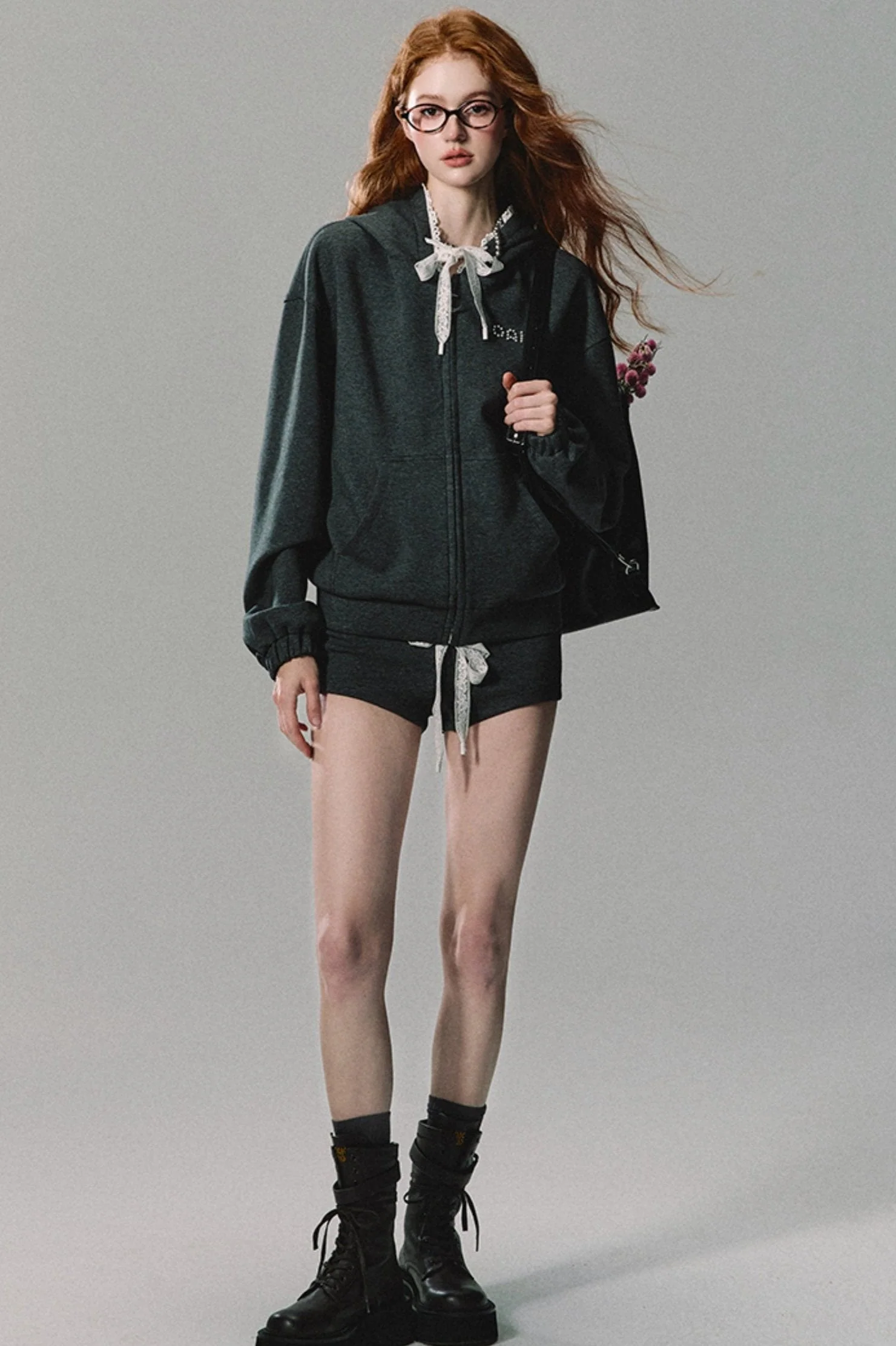 Lace-Trim Athletic Hoodie Set-Up - Image 6