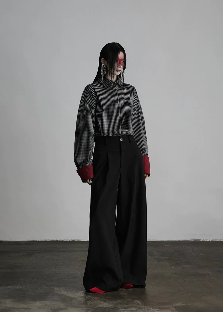 Black Oversized Cuff Color-Block Striped Shirt - Image 2