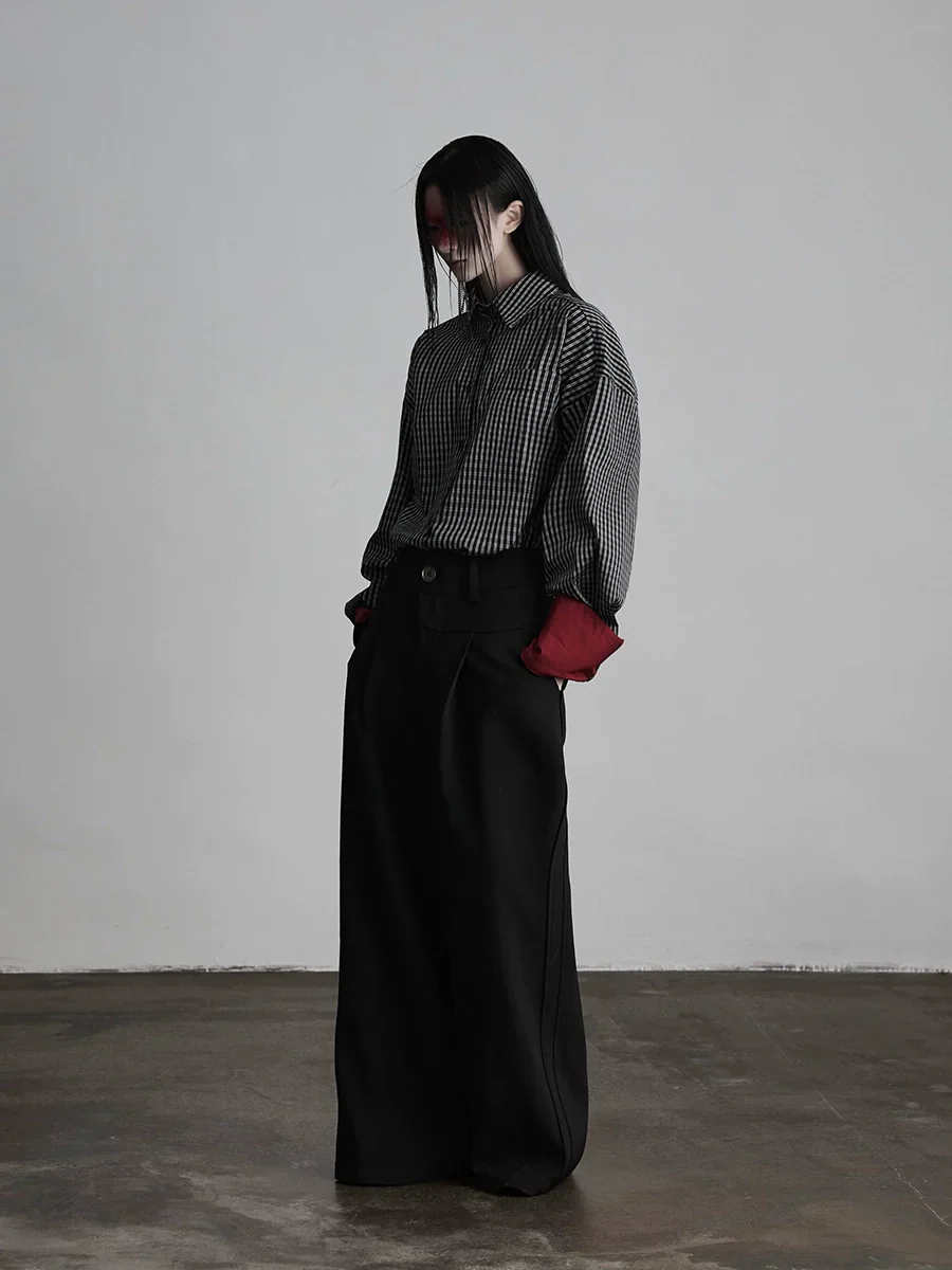 Black Oversized Cuff Color-Block Striped Shirt - Image 6
