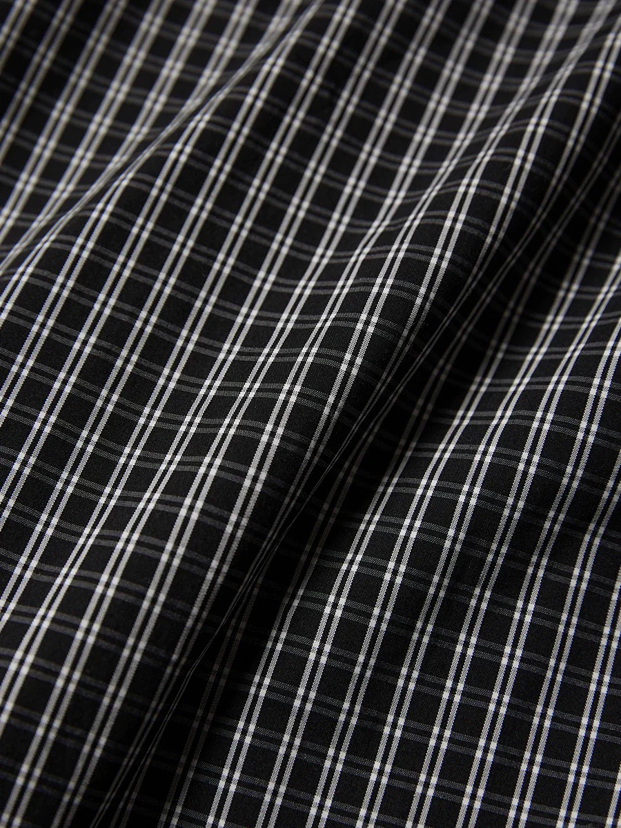 Black Oversized Cuff Color-Block Striped Shirt - Image 7