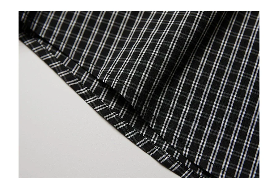Black Oversized Cuff Color-Block Striped Shirt - Image 9