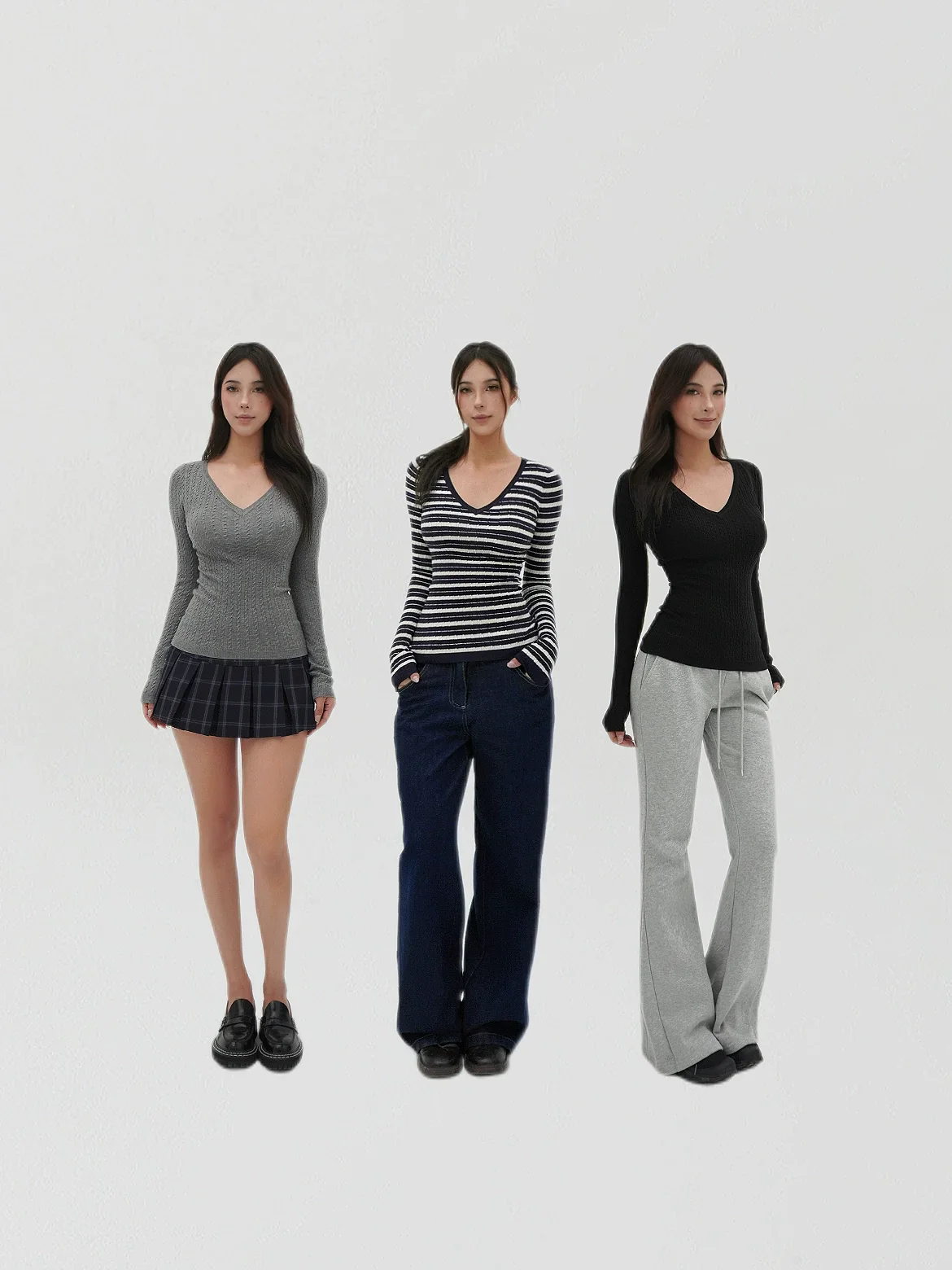 Low V-Neck Slim-Fit Long Sleeve Sweater - Image 5