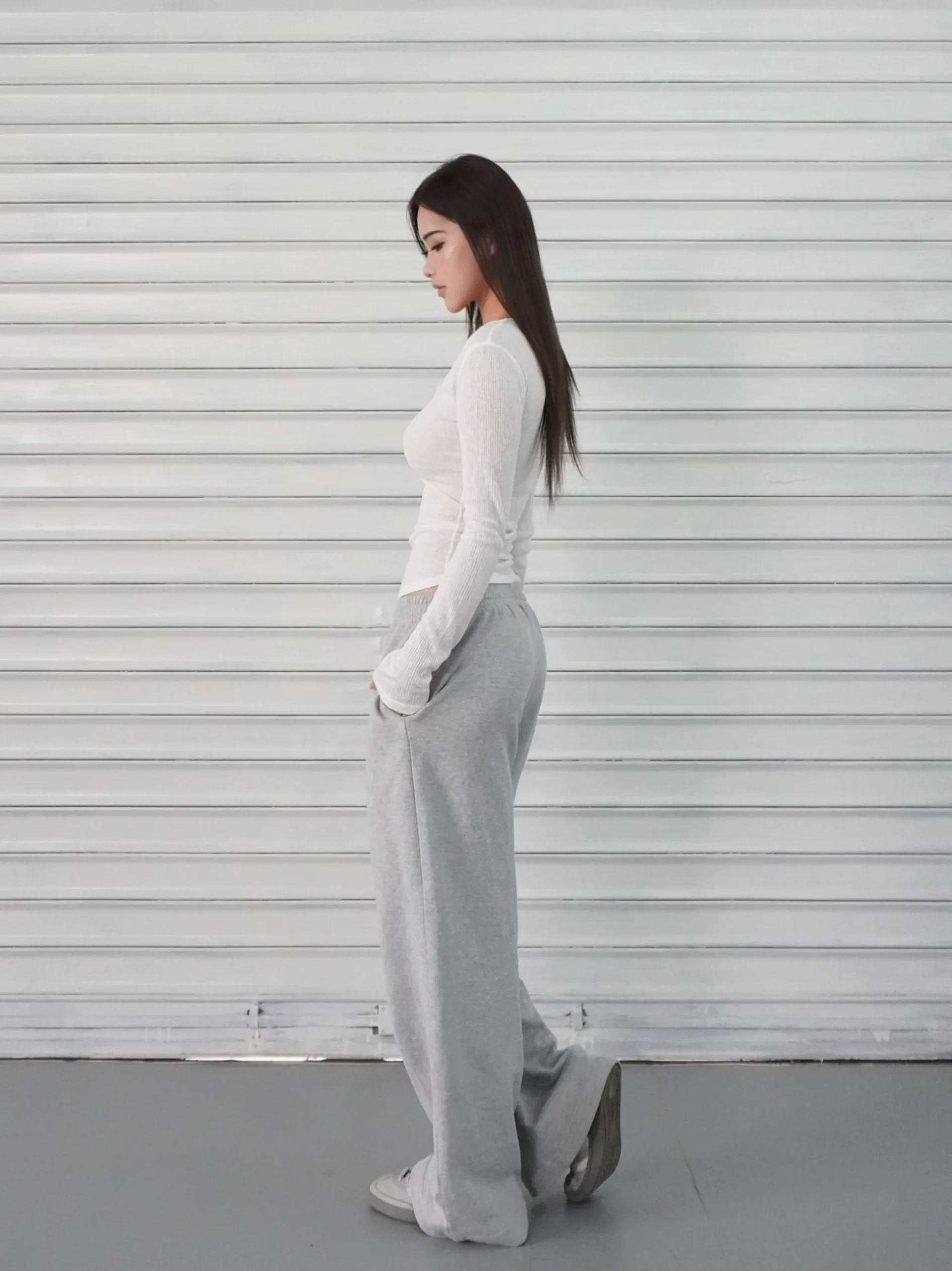 Slim-Fit Button-Up Ribbed Long Sleeve Top - Image 16