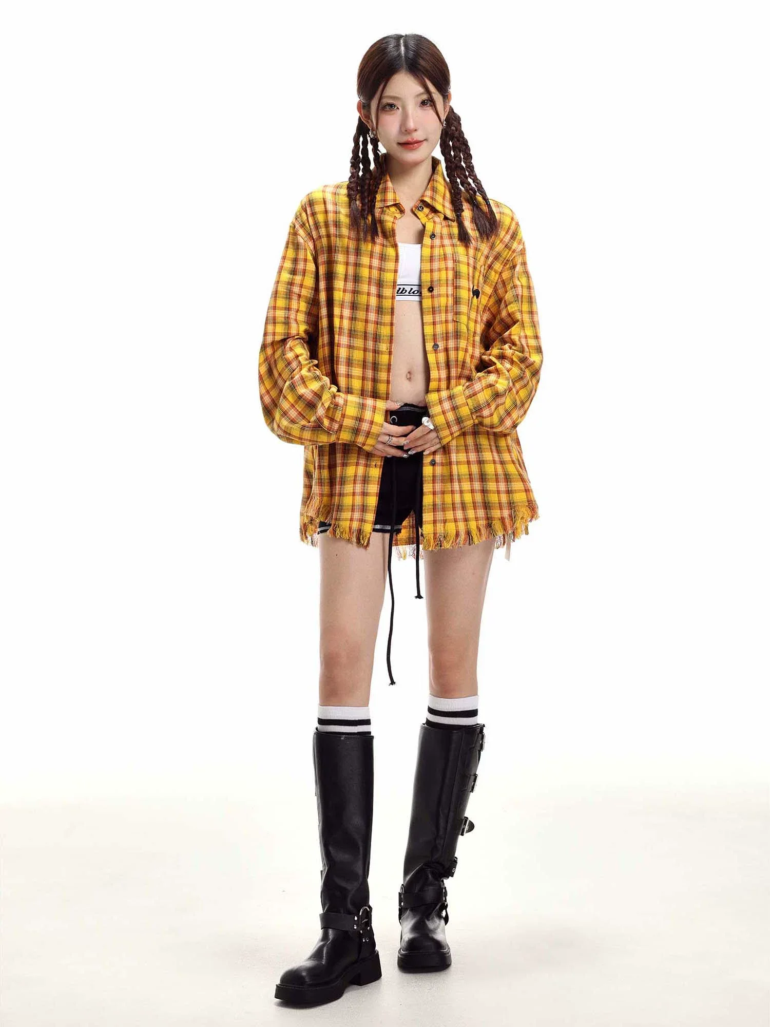 Retro Plaid Long-Sleeve Shirt - Image 2