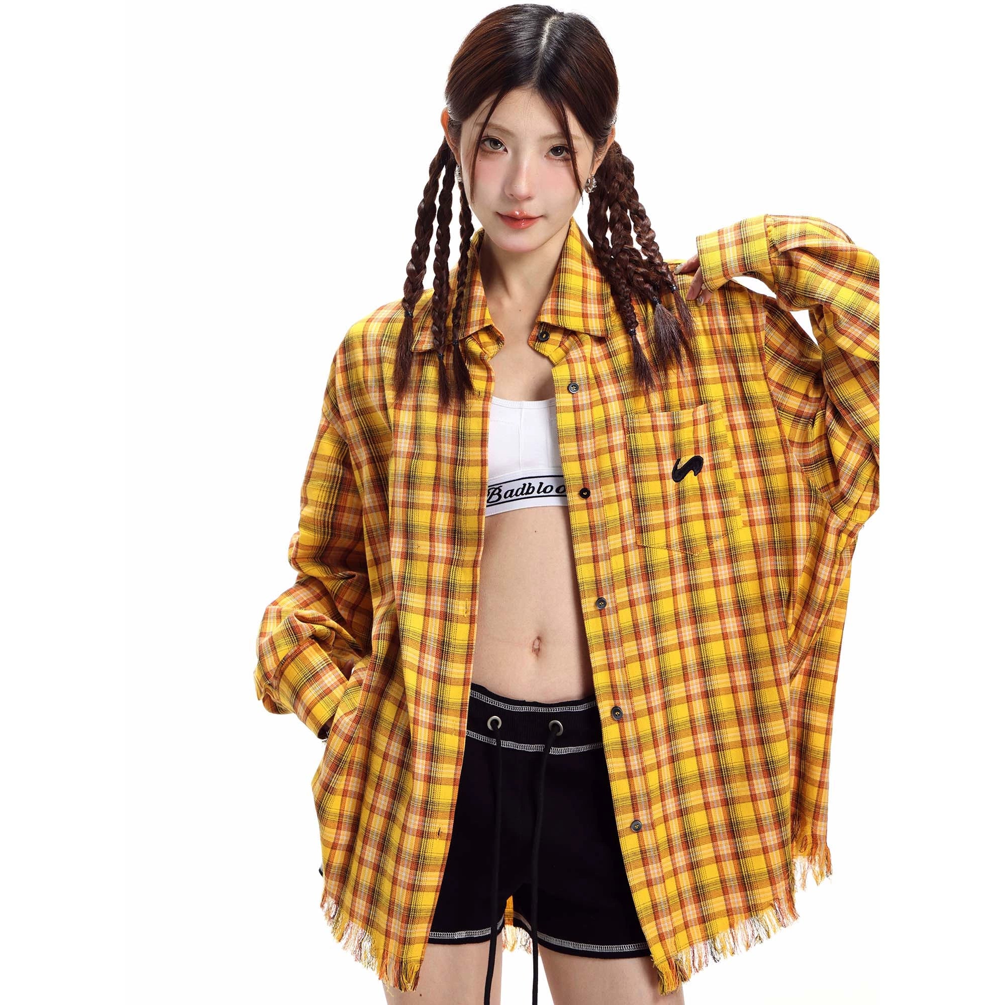 Retro Plaid Long-Sleeve Shirt - Image 3