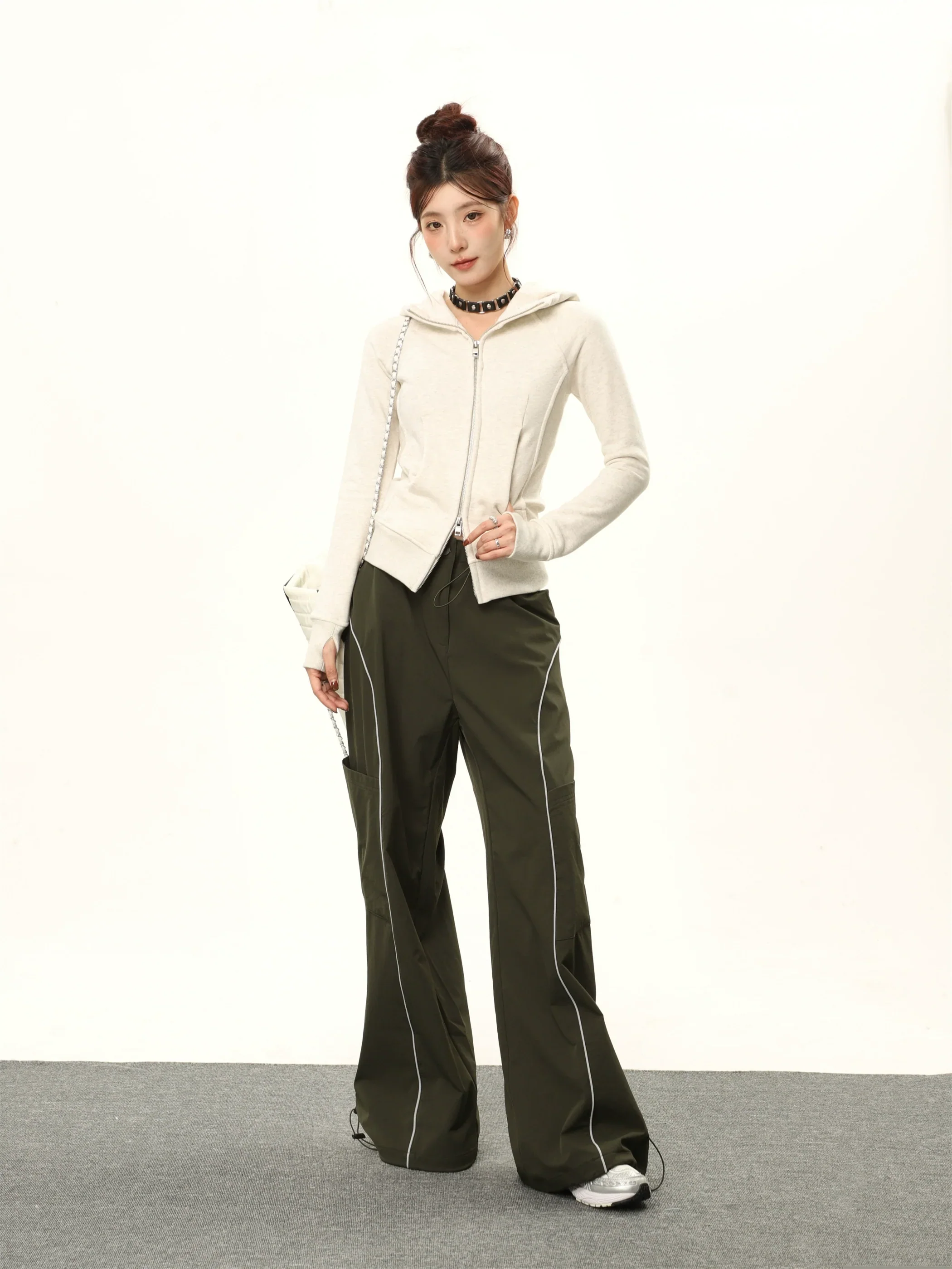 Hooded Double-Zipper Cardigan Sweatshirt - Image 3