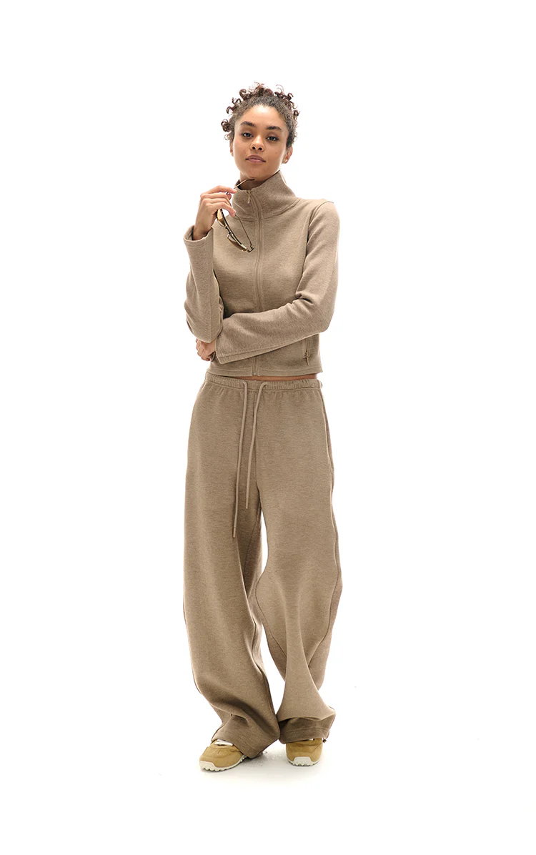 High Collar Zipper Sweatshirt And Sweatpants Set - Image 11