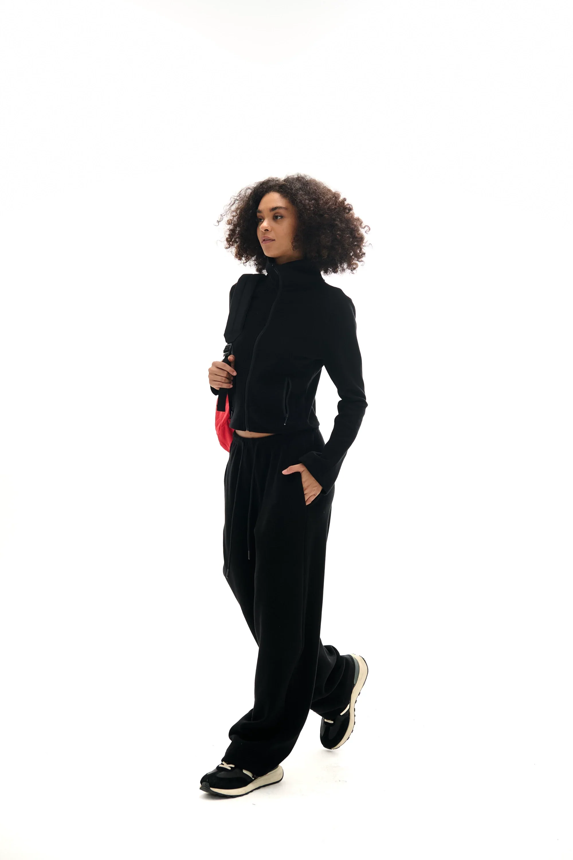 High Collar Zipper Sweatshirt And Sweatpants Set - Image 14