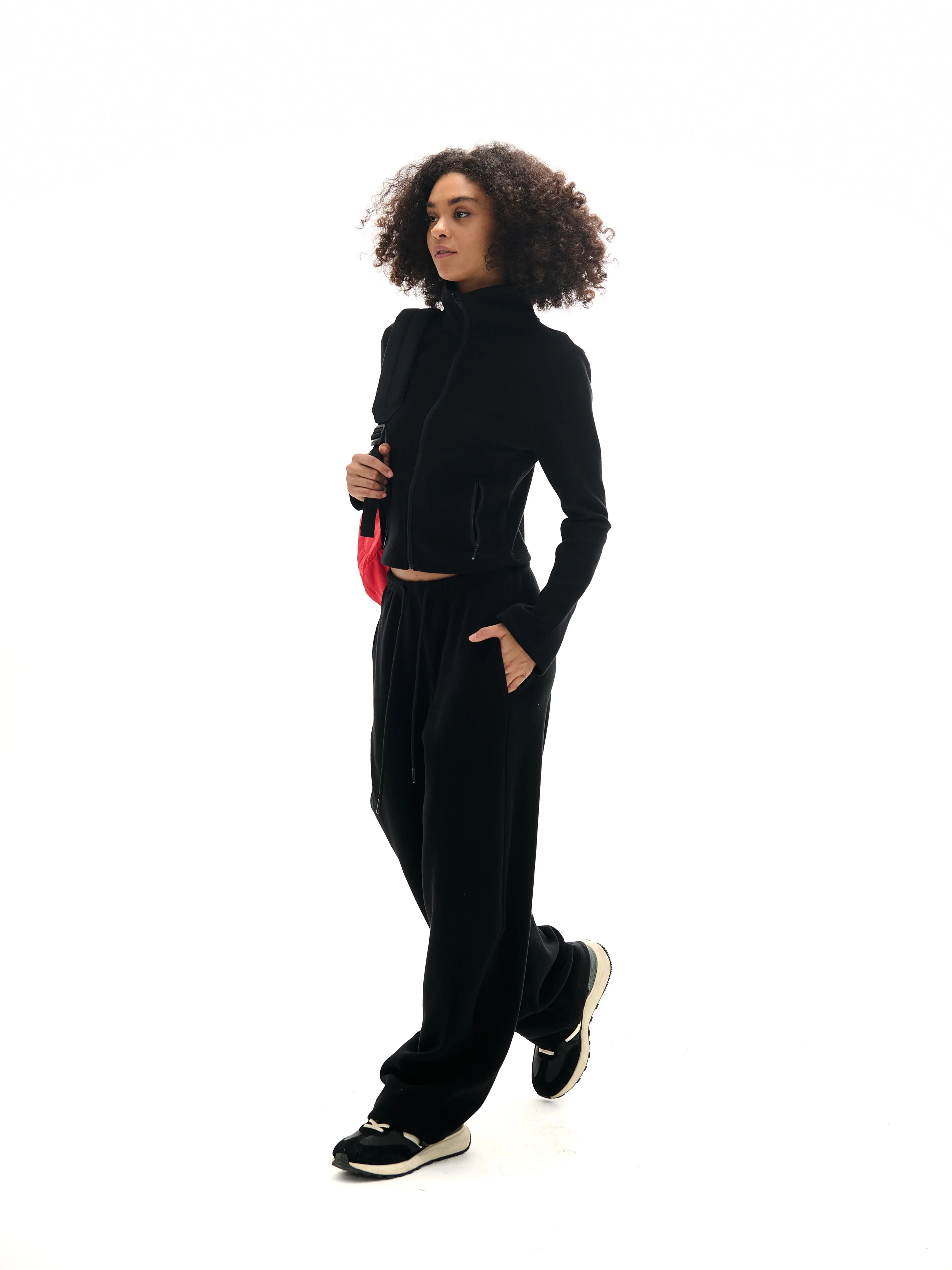 High Collar Zipper Sweatshirt And Sweatpants Set - Image 17