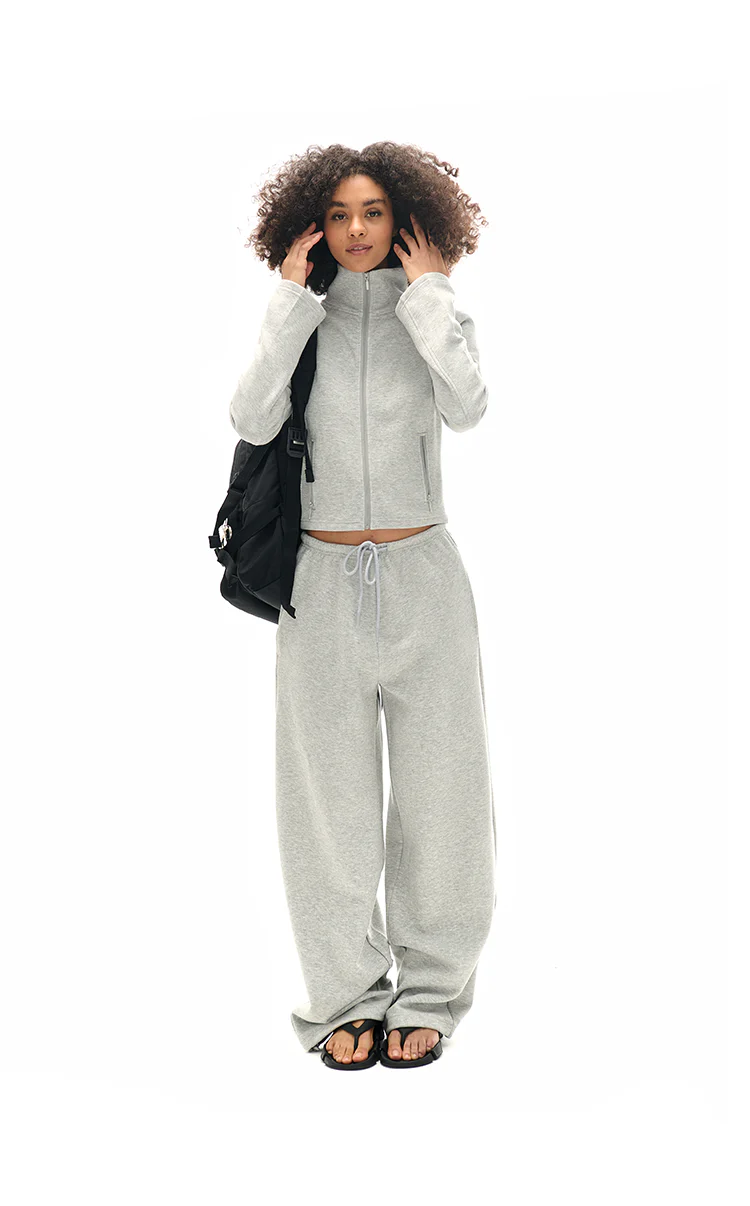 High Collar Zipper Sweatshirt And Sweatpants Set - Image 20
