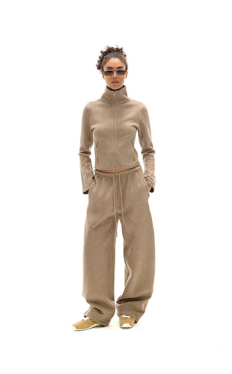 High Collar Zipper Sweatshirt And Sweatpants Set - Image 3