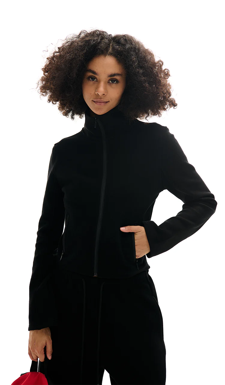High Collar Zipper Sweatshirt And Sweatpants Set - Image 4