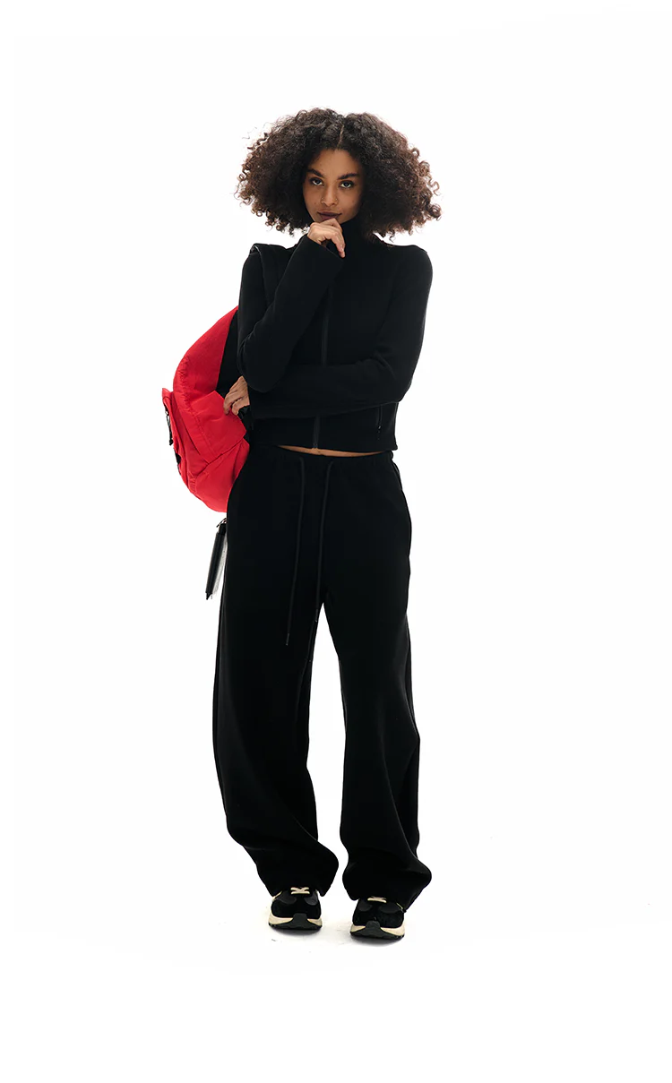 High Collar Zipper Sweatshirt And Sweatpants Set - Image 6
